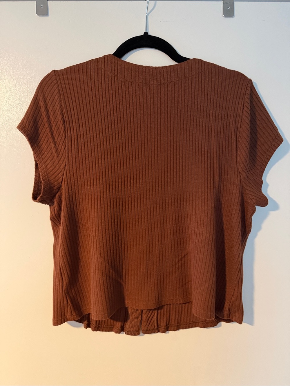 Reformation Rust Brown Ribbed Button-Front Top - Picture 2 of 2